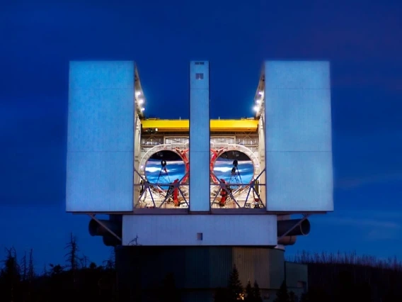 The Large Binocular Telescope in Arizona seen with its signature double primary mirrors.
