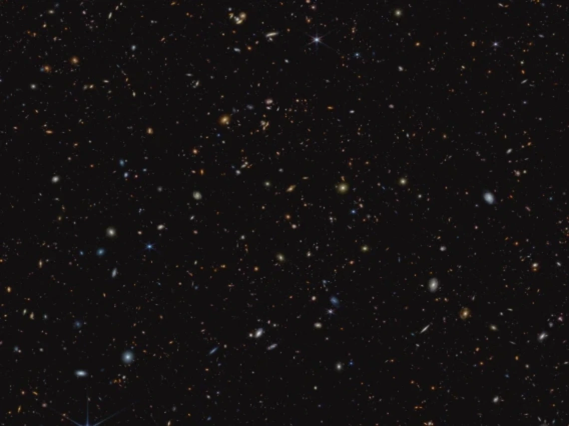 More than 45,000 galaxies are visible in this infrared image from NASA’s James Webb Space Telescope (JWST) was taken for the JWST Advanced Deep Extragalactic Survey, or JADES, program