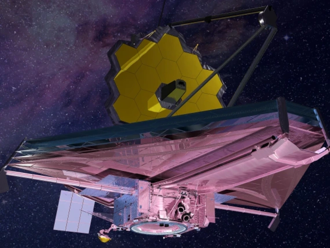 Artist's rendering of the James Webb Space Telescope observing in space